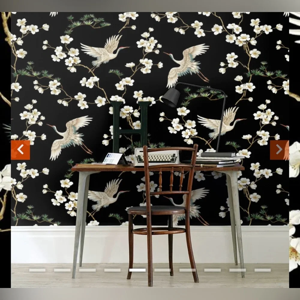 New Anthropologie Home Decor Carl Robinson Swothins Crane & Blossom Wallpaper